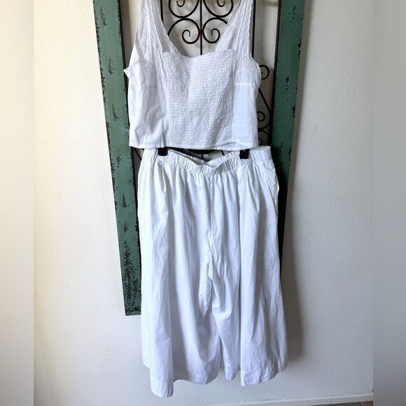 Free People elastic waist cotton pant. White eyelet camisole top elastic. XL - Picture 12 of 13